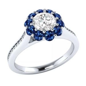 Blue & White Sapphire Size 6 Sterling Silver Ring